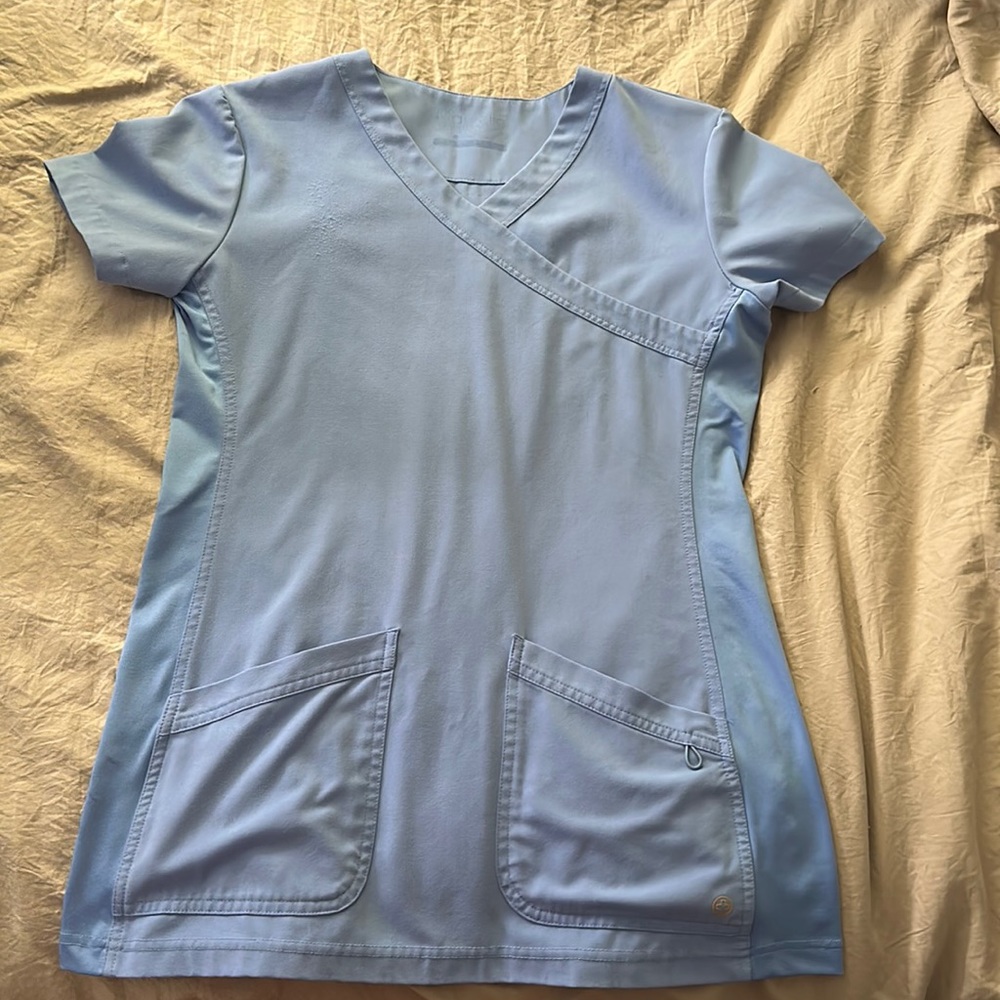 Marvella Simply Stylish White Cross Scrub Top